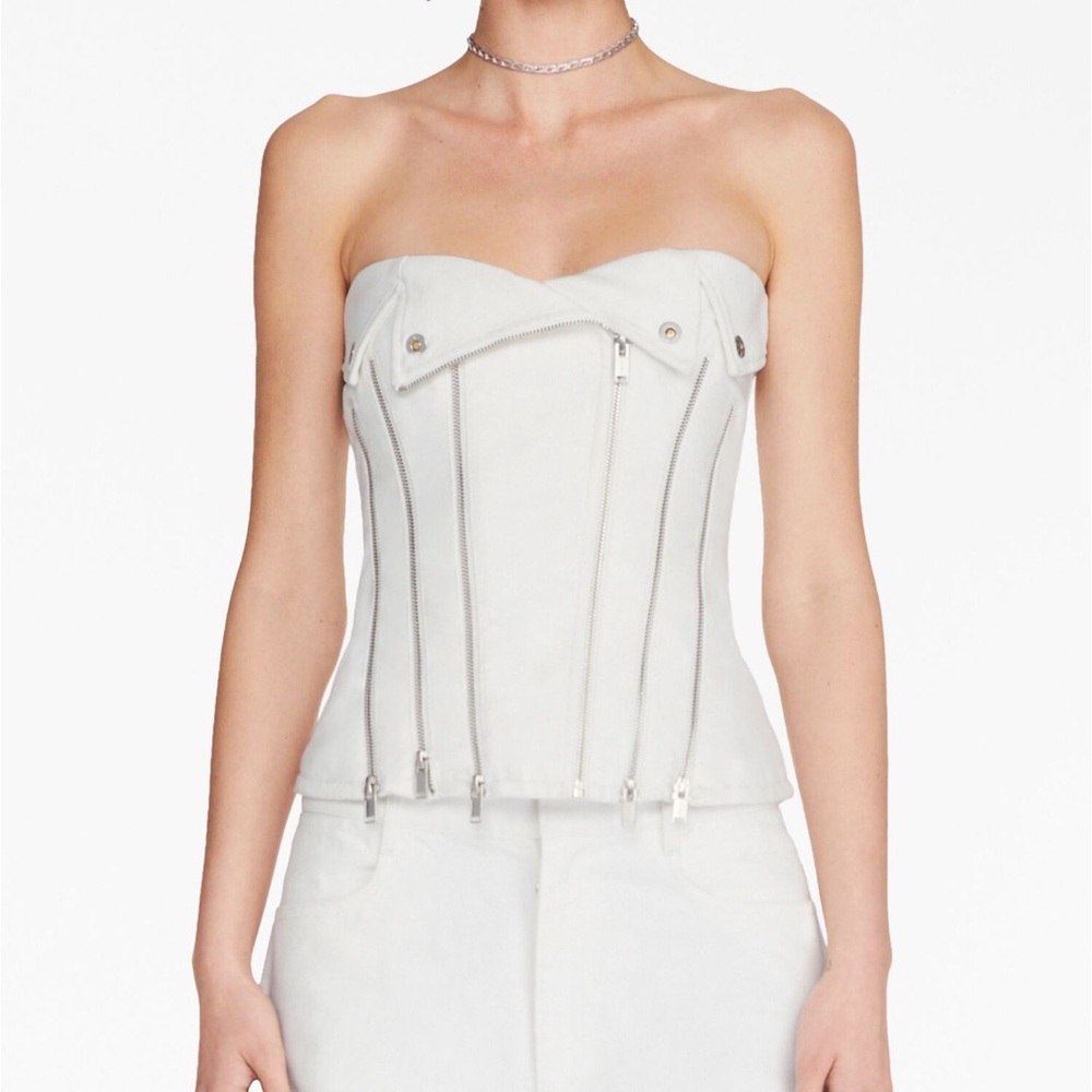 Dion Lee Denim Biker Corset Top - White